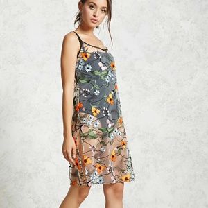 Forever 21 Embroidered Floral Mesh Cami Dress